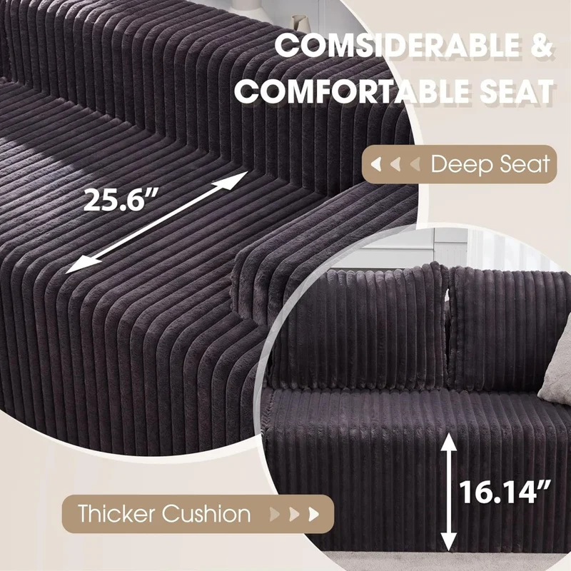 Curved upholstered daybed in a styled living room